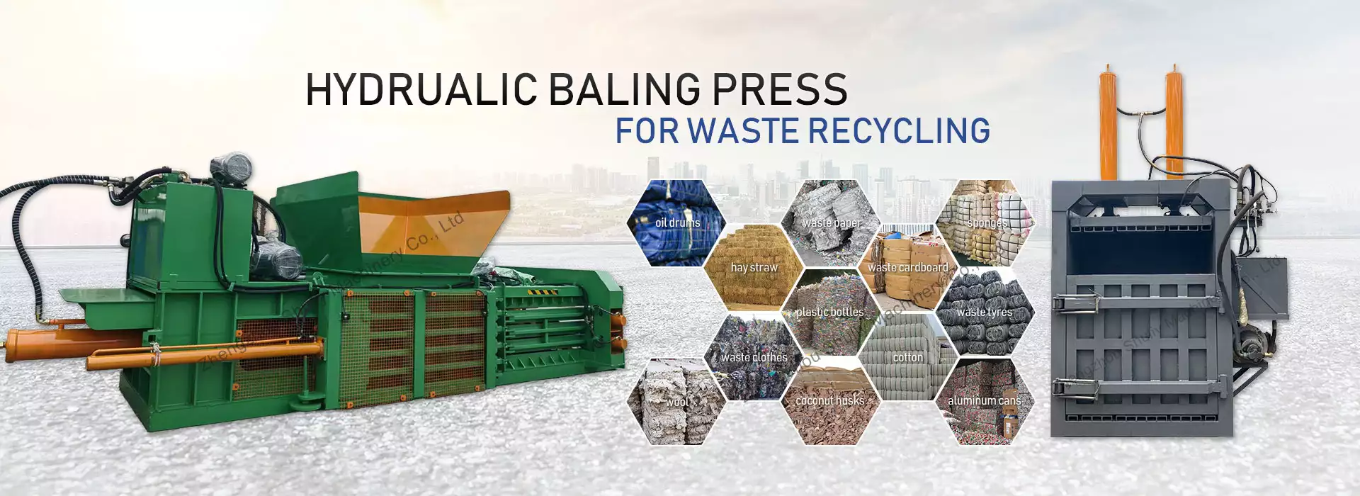 hydraulic baling press for waste recycling